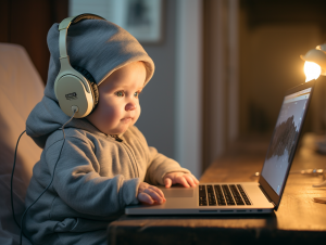 Nutzererfahrung eines Kleinkindes mit dem Laptop